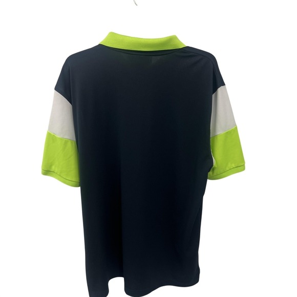 Psycho Bunny Polo Shirt Mens 2XL Navy Neon Green Colorblock Golf Skull Logo - Picture 7 of 16